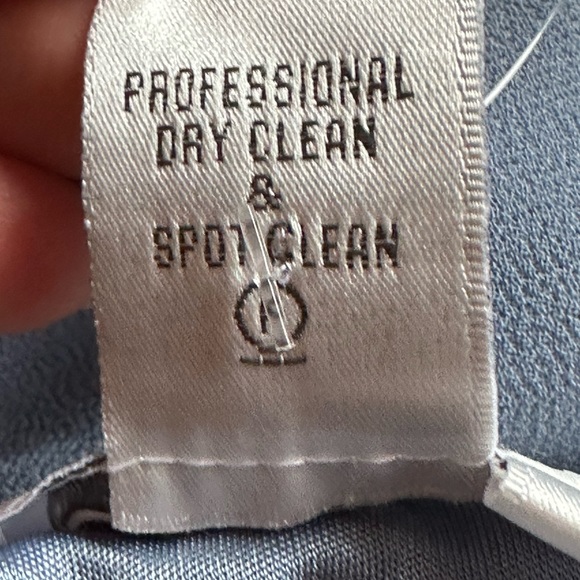 J Kara NWTS Overlay Asymmetrical Maxi Evening Dress Dusty Blue Sheer Bea… - Picture 15 of 16